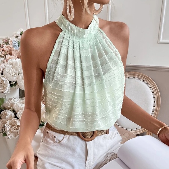 Boho Textured Minimalist Halter Top - Picture 2 of 14